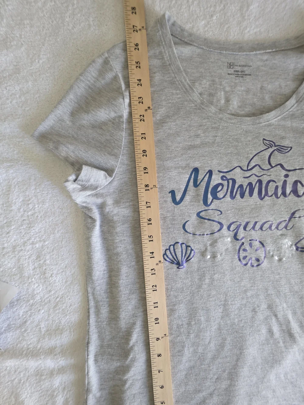 No Boundaries Light Gray Mermaid Squad Graphic Tee - Blue Print